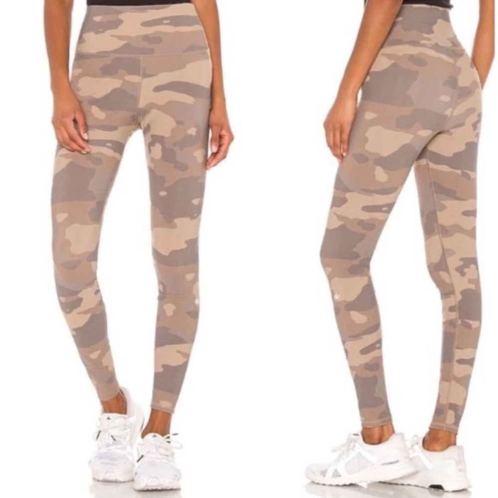ALO YOGA High Waist Camo Vapor Leggings Putty Camouflage Green Large